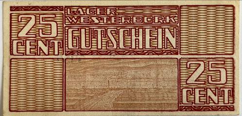 Kamp Westerbork schitterende 25 cent 1944, Postzegels en Munten, Bankbiljetten | Nederland, Los biljet, 25 gulden, Ophalen of Verzenden
