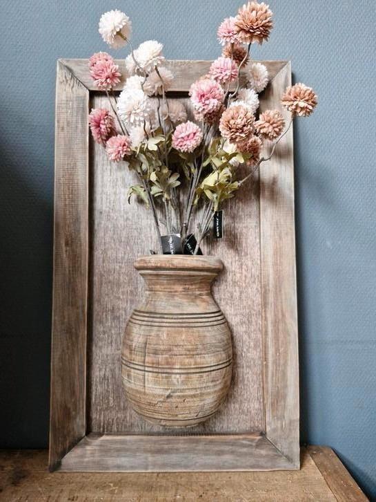 Wandpaneel met pot. Wand ornament. Landelijk sober stoer, Huis en Inrichting, Woonaccessoires | Overige, Nieuw, Ophalen of Verzenden