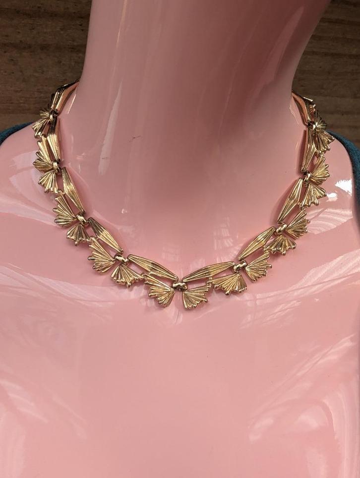 Vintage Trifari Gold-choker uit de jaren 40, Sieraden, Tassen en Uiterlijk, Antieke sieraden, Ketting, Overige materialen, Verguld