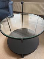 Te koop: ronde salontafel met glazen bovenplaat, Ophalen, Gebruikt, 50 tot 100 cm, Rond