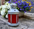 Lantaarntje voor waxinelichtje - rood glas - buiten of binne, Huis en Inrichting, Woonaccessoires | Kandelaars en Kaarsen, Overige materialen