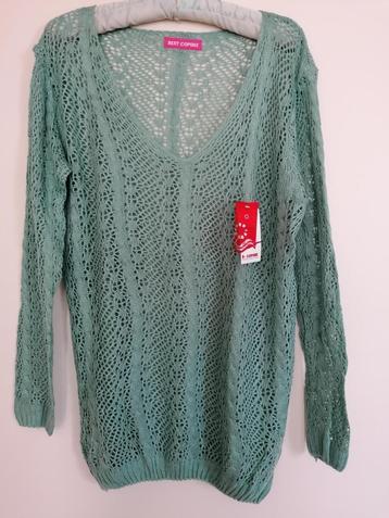 LEUKE dunne groene opengewerkte trui mt. M   beschikbaar voor biedingen