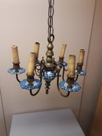 Vintage kroonluchter , messing met porselein.Mogelijk Frans., Huis en Inrichting, Lampen | Kroonluchters, Gebruikt, ., Frankrijk