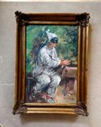 PIERROT met luit === gesigneerd === doek 60 x 40 cm, Antiek en Kunst, Ophalen of Verzenden