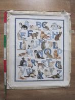 Geborduurd schilderij alfabet ABC met katten - poezen, Hobby en Vrije tijd, Borduren en Borduurmachines, Ophalen of Verzenden