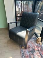 Lederen fauteuils in antraciet, Huis en Inrichting, Fauteuils, Ophalen, Gebruikt, 75 tot 100 cm, Industrieel