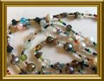 Vintage lange ketting met kleine kraaltjes: edelsteen, Ophalen of Verzenden, Overige materialen, Ketting, Met edelsteen