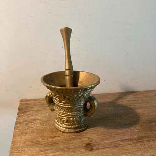 Bronzen Vijzel met Stamper Vintage, Antiek en Kunst, Antiek | Koper en Brons, Brons, Ophalen of Verzenden