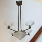 Hanglamp / 4 armen / Matglas / Ø 65 x 75 cm / Jaren 30, Antiek en Kunst, Antiek | Lampen, Ophalen