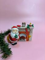 Vintage theelichthouder kerstman bij openhaard, Diversen, Kerst, Ophalen of Verzenden, Zo goed als nieuw