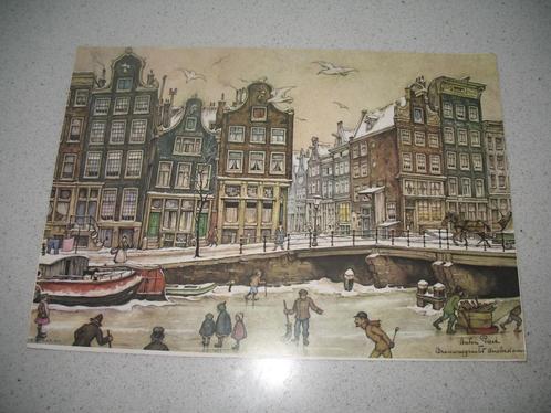 Anton Pieck Grotere Prent Damrak Amsterdam Vintage, Verzamelen, Foto's en Prenten, Ophalen of Verzenden