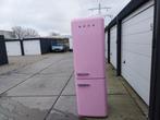 Prachtige roze SMEG koelkast  fab32, 200 liter of meer, 60 cm of meer, Zo goed als nieuw, Met vriesvak