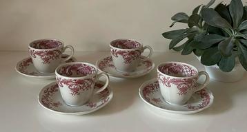 4 Villeroy & Boch Valeria rood koffiekop en schotels beschikbaar voor biedingen