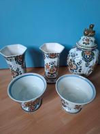 Delft polychroom vazenset / kastset - onbeschadigd -, Antiek en Kunst, Antiek | Vazen, Ophalen