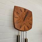 Vintage teak Wandklok uit Denemarken, Wandklok, Ophalen of Verzenden, Zo goed als nieuw, X