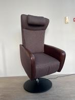 Prominent Sorisso Sta Op Relaxfauteuil Bruin Leer Stof L Xl, Huis en Inrichting, Fauteuils, Verzenden, Zo goed als nieuw, Stof