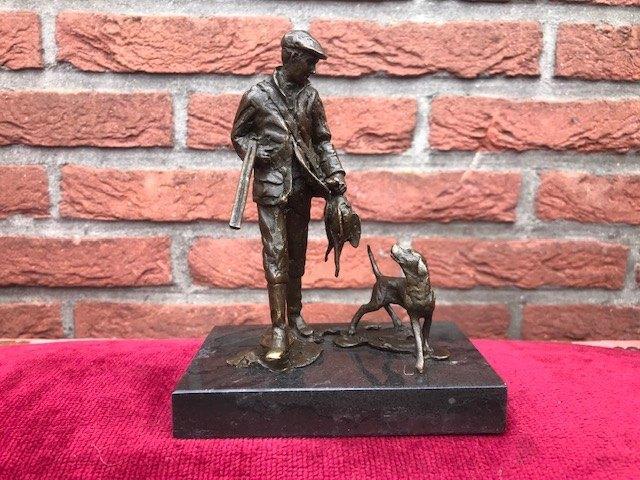 Engelse jachtscene, brons en marmer, Antiek en Kunst, Antiek | Koper en Brons, Brons, Ophalen of Verzenden