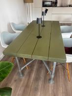 Tafel steigerbuizen, Huis en Inrichting, Tafels | Eettafels, Ophalen, Eikenhout, 50 tot 100 cm, Vijf personen of meer