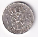 1 Gulden 1955 met randtikje, Postzegels en Munten, Munten | Nederland, 1 gulden, Koningin Juliana, Verzenden, Zilver