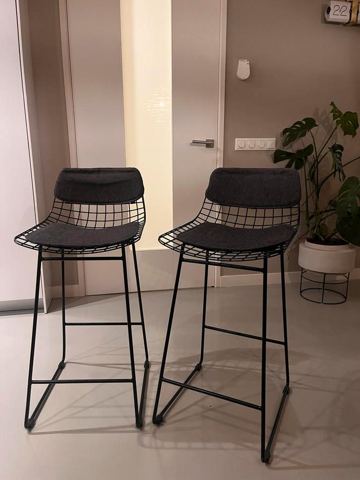 HK Living Barkrukken - Set van 2, Huis en Inrichting, Barkrukken, Zo goed als nieuw, 60 tot 90 cm, Metaal, 2 krukken, Met voetsteun