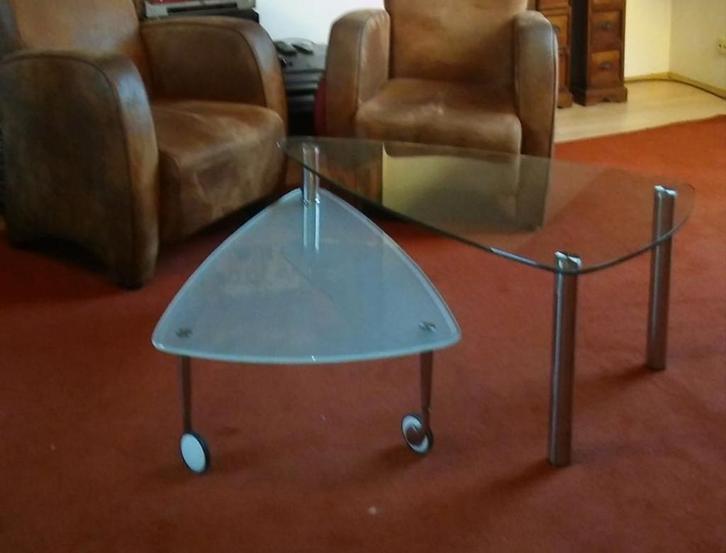 Glazen Woonkamer Tafel - Bijzonder Design, Huis en Inrichting, Tafels | Salontafels, Gebruikt, Minder dan 50 cm, 50 tot 100 cm
