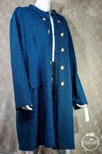 Lange Blazer met nep knopen blauw zwart glitter nieuw, Curved Angels, Blauw, Maat 42/44 (L), Nieuw