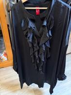 Only-M satijnen zwarte roezel blouses maat 52, Kleding | Dames, Grote Maten, Ophalen of Verzenden, Nieuw, Zwart, Blouse of Tuniek