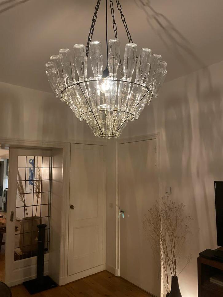 Design hanglamp Leitmotiv, Bottle Chandelier Bonne Plat., Huis en Inrichting, Lampen | Hanglampen, Gebruikt, 50 tot 75 cm, Glas