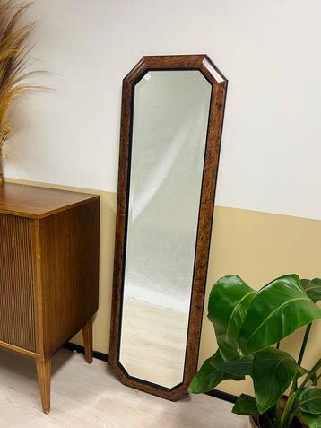 Mooie grote houten Vintage Passpiegel Facet Geslepen spiegel beschikbaar voor biedingen