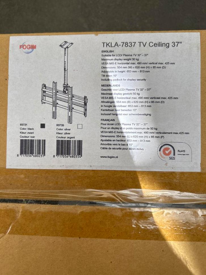 FOGIM TKLA-7837 TV Plafondbeugel 32"-37", Audio, Tv en Foto, Televisiebeugels, Nieuw, Ophalen of Verzenden