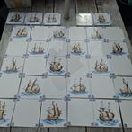 Westraven/Delftware tegeltjes schepen/wit hoekmotief, Antiek en Kunst, Ophalen