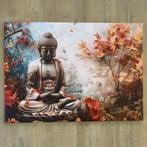 Spiritueel Boeddha canvas schilderij herfstkleuren 70x50 cm, Nieuw, Ophalen of Verzenden, Print, Info@demuurdecoratie.nl