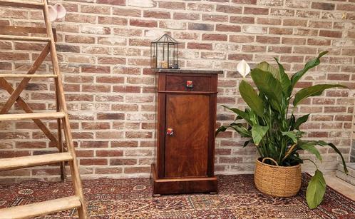 Antiek nachtkastje bijzetkastje marmer mahoniehout 1860, Huis en Inrichting, Slaapkamer | Nachtkastjes, Zo goed als nieuw, 70 cm of meer