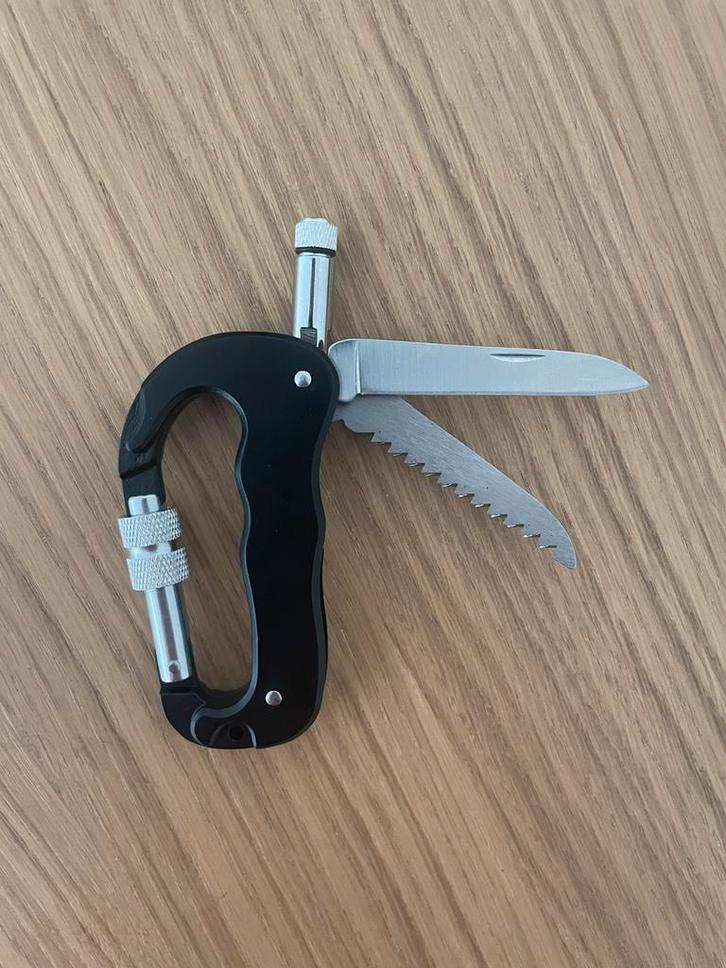 Zwarte Carabiner Multitool, Sport en Fitness, Bergsport en Wandelen, Nieuw, Overige typen, Ophalen of Verzenden