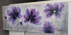 Bloemen schilderij muur print 150x60 cm paars grijs, Ophalen, Zo goed als nieuw, Schilderij, 75 cm of meer