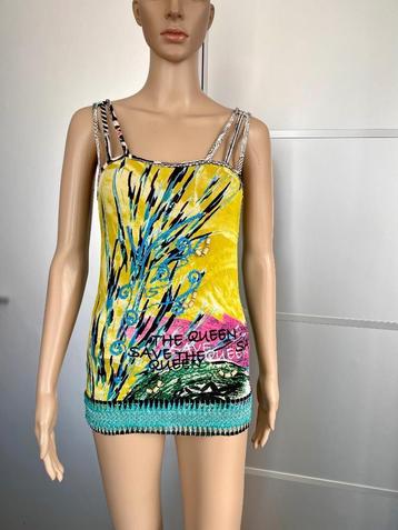 H622 Save the Queen maat L=40/42 rekbaar top blouse blauw beschikbaar voor biedingen
