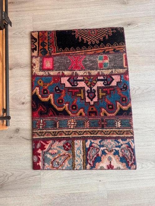 Uniek handgemaakt Perzisch patchwork tapijt – 75 x 51 cm, Huis en Inrichting, Stoffering | Tapijten en Kleden, Zo goed als nieuw