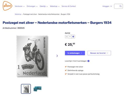 postzegel zilver motorfiets, Postzegels en Munten, Postzegels | Thematische zegels, Postfris, Overige thema's, Ophalen