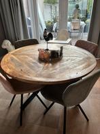 Ronde mango houten eettafel 120cm, Huis en Inrichting, Tafels | Eettafels, Ophalen, Rond, Zo goed als nieuw, Vier personen