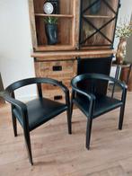 Molteni Afra and tobia scarpa vintage leer 2 stuks, Ophalen, Twee, Zwart, Hout