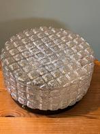 Vintage mid century plafondlamp geperst glas ruitpatroon, Ophalen of Verzenden, Gebruikt, Glas, Vintage mid century