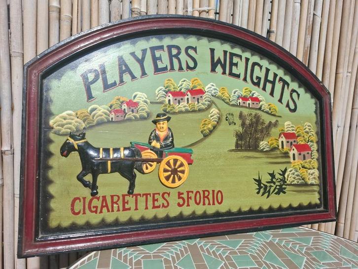 authentiek houten pubbord cigarettes Players, Verzamelen, Merken en Reclamevoorwerpen, Nieuw, Reclamebord, Ophalen of Verzenden
