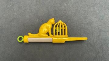 Vintage Speelgoed fluit kat zittend voor vogelkooi +- 1948 beschikbaar voor biedingen
