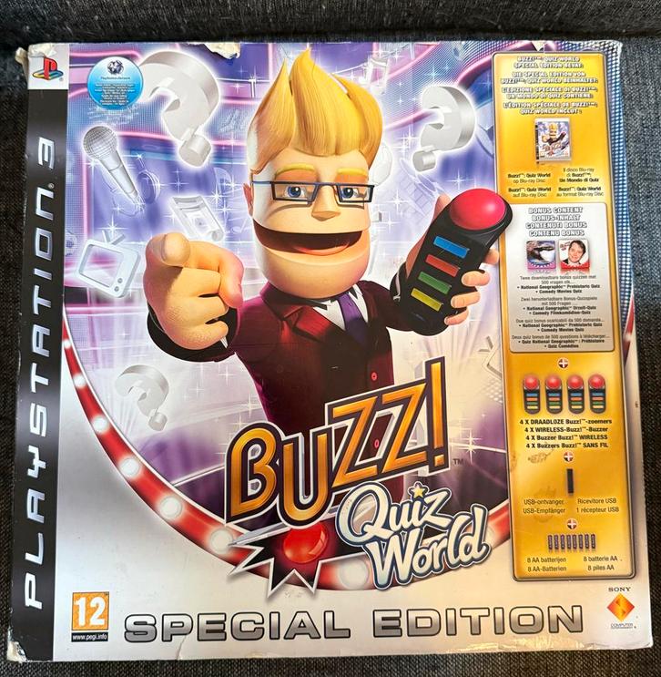Buzz Quiz World - Special Edition met 4 Controllers, Spelcomputers en Games, Games | Overige, Zo goed als nieuw, Puzzel en Educatief