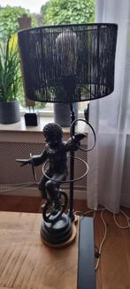 Bronzen tafellamp met kap  - Clownfiguur op een eenwieler, Verzenden