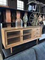 Dressoir mangohout glas 75 x 160 x 40cm outlet korting, Ophalen, 150 tot 200 cm, Vintage, Nieuw