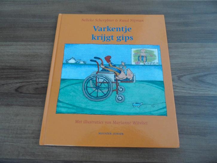 Varkentje krijgt gips- Nelleke Scherpbier/Ruud Nijman, Boeken, Kinderboeken | Kleuters, Gelezen, Fictie algemeen, Voorleesboek