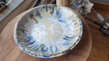 Handgemaakte Keramische Schaal - Blauw/Wit/Beige beschikbaar voor biedingen