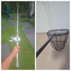 Premium Witte Baitcaster Combo + ARCA Visnet, Ophalen of Verzenden, Nieuw, Complete hengel