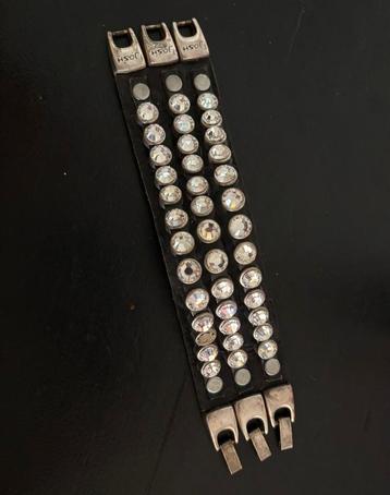 Josh leren, metalen armband kristal stenen, unisex armband beschikbaar voor biedingen